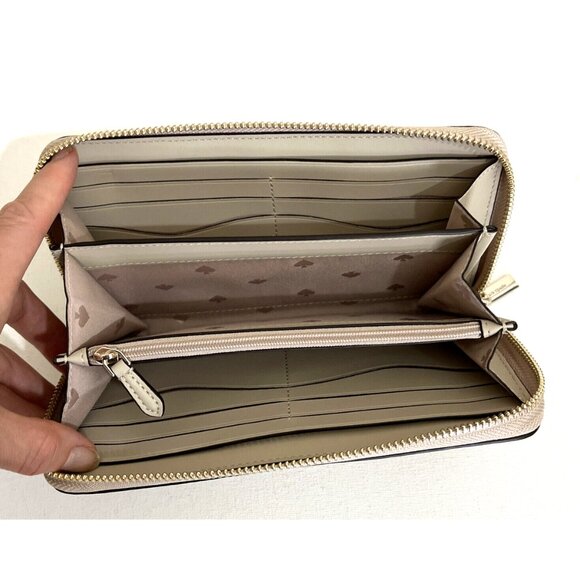New Kate Spade Leila Large Continental Wallet Colorblock Leather Light Sand - Picture 3 of 4